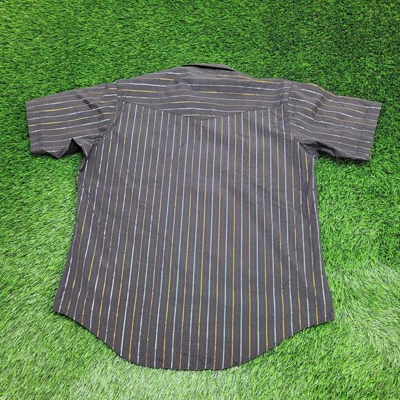 Vintage Ely-Cattleman Western Snap Shirt XL 17.5 Metallic Lurex Glitter Stripe - Picture 6 of 11